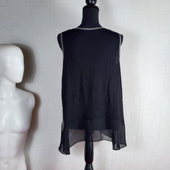 Lane Bryant Mixed Media Modal Poly Knit Woven Grey Navy White Ltwt Tank Sz 14/16 - Picture 12 of 16